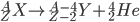  _Z ^A X \rightarrow _{Z-2} ^{A-4} Y + _2 ^4 He